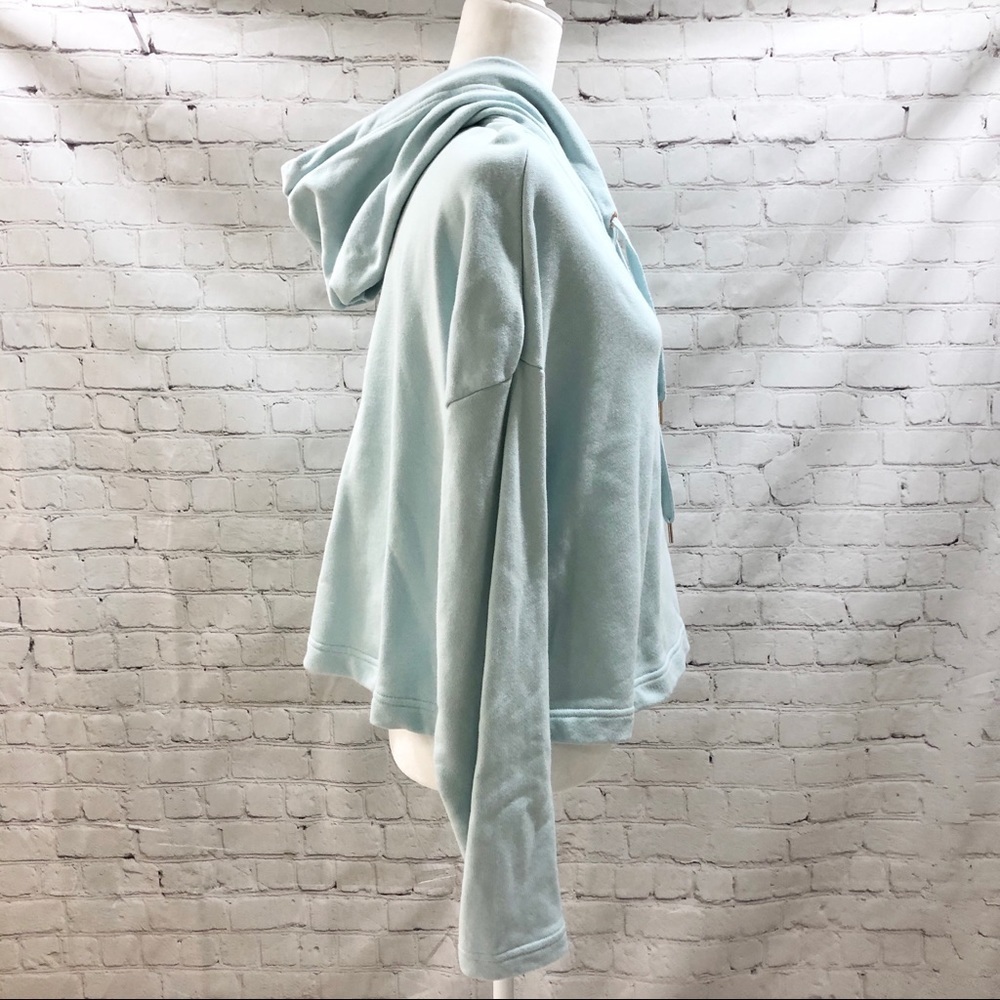 Ella Moss Elise Cropped Hoodie Sweatshirt Size Large Light Blue Activewear - Picture 4 of 9